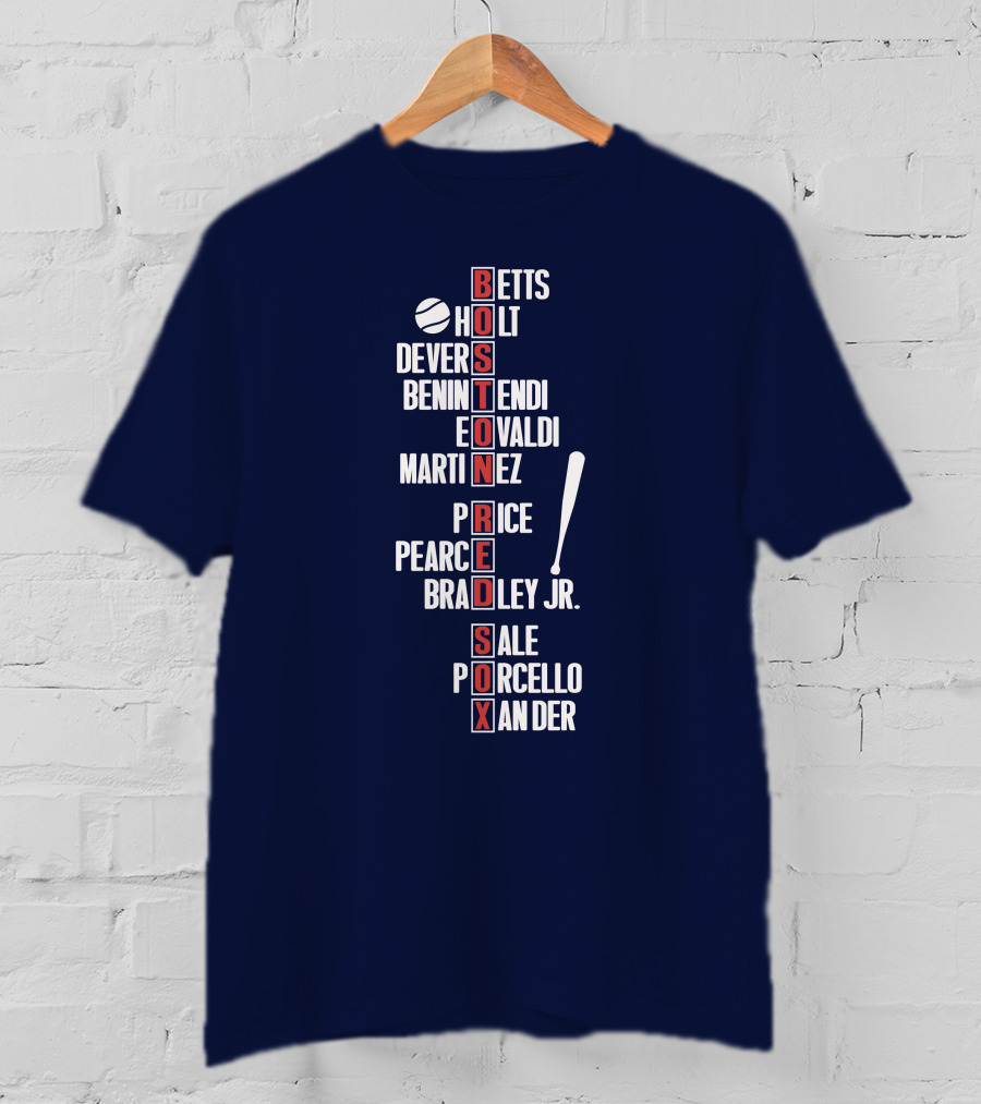 Boston Red Sox Betts Holt Devers Benintendi Eovaldi Martinez Price Pearce Bradley Jr. Sale Porcello Xander T-Shirt