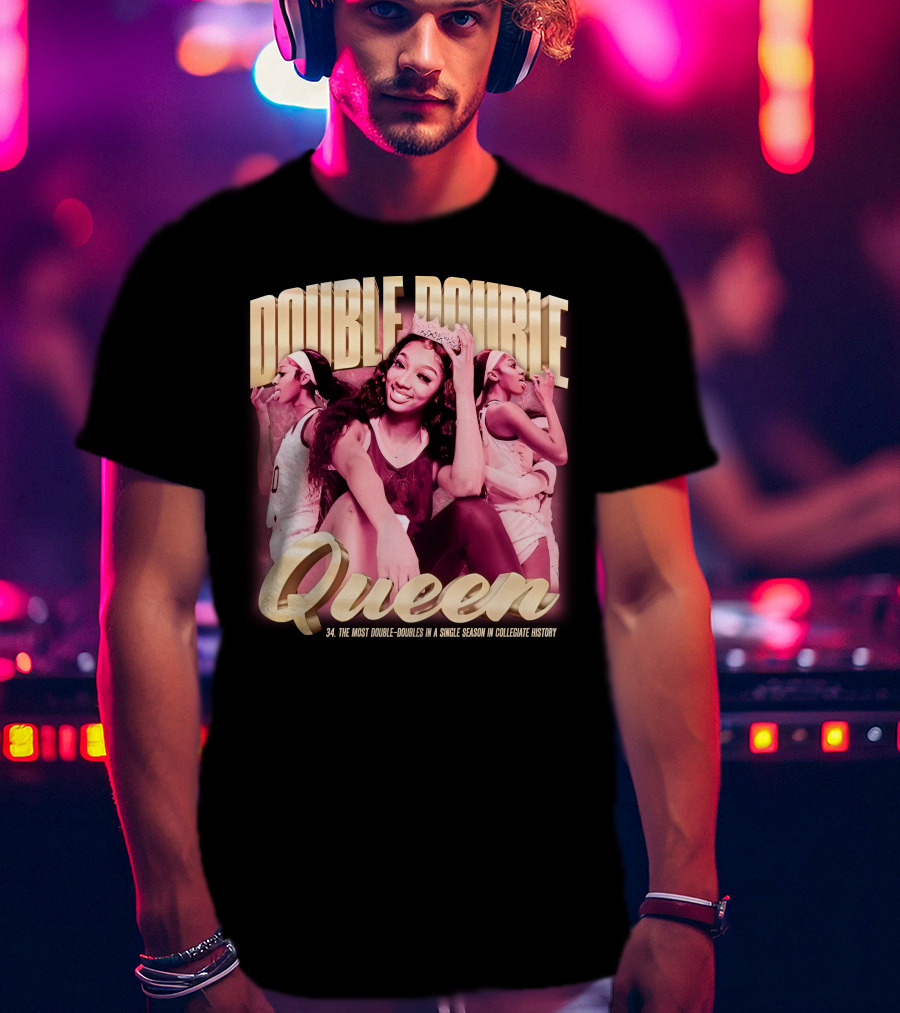 Angel Reese Double-Double Queen 34 Most Double-Doubles In A Single Season In Collegiate History T-Shirt