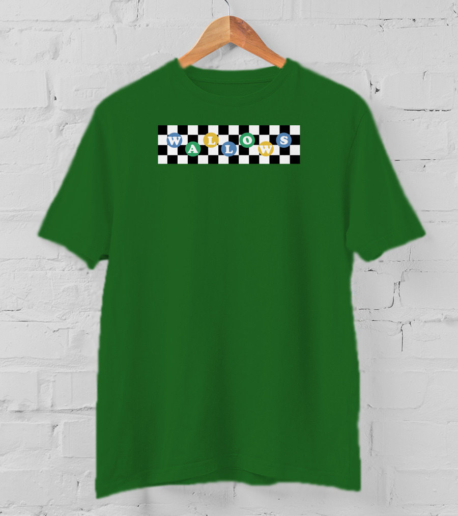 Wallows Checkered Pattern Green Background T-Shirt