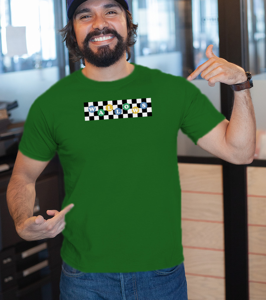 Wallows Checkered Pattern Green Background T-Shirt