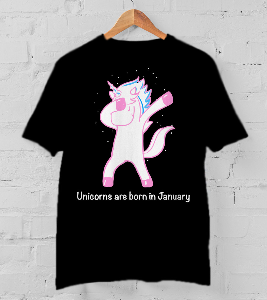 Dabbing Unicorn Celebrating Birthdays In January T-Shirt