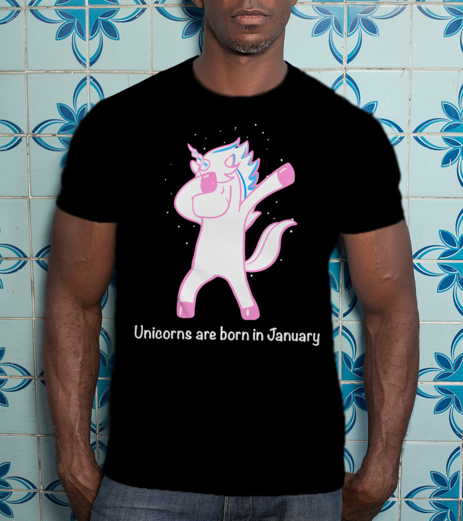 Dabbing Unicorn Celebrating Birthdays In January T-Shirt