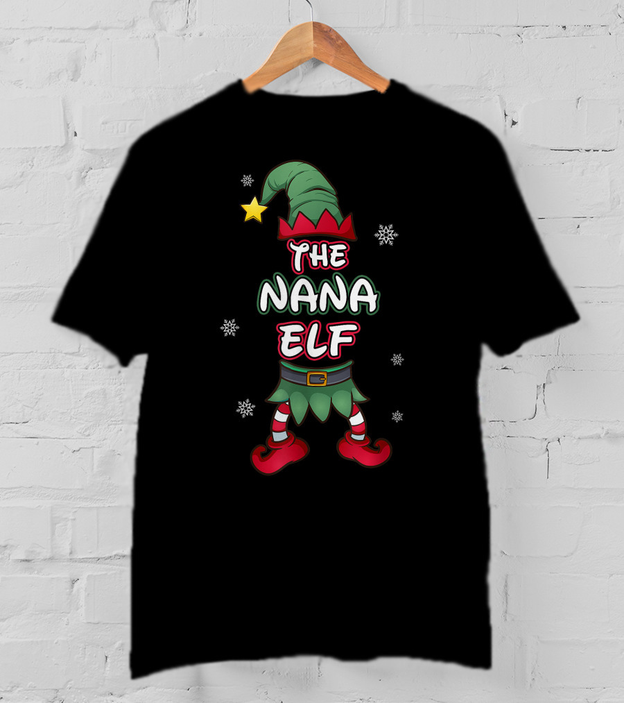 The Nana Elf Christmas Pajamas Pjs Matching Family Group Holiday T-Shirt