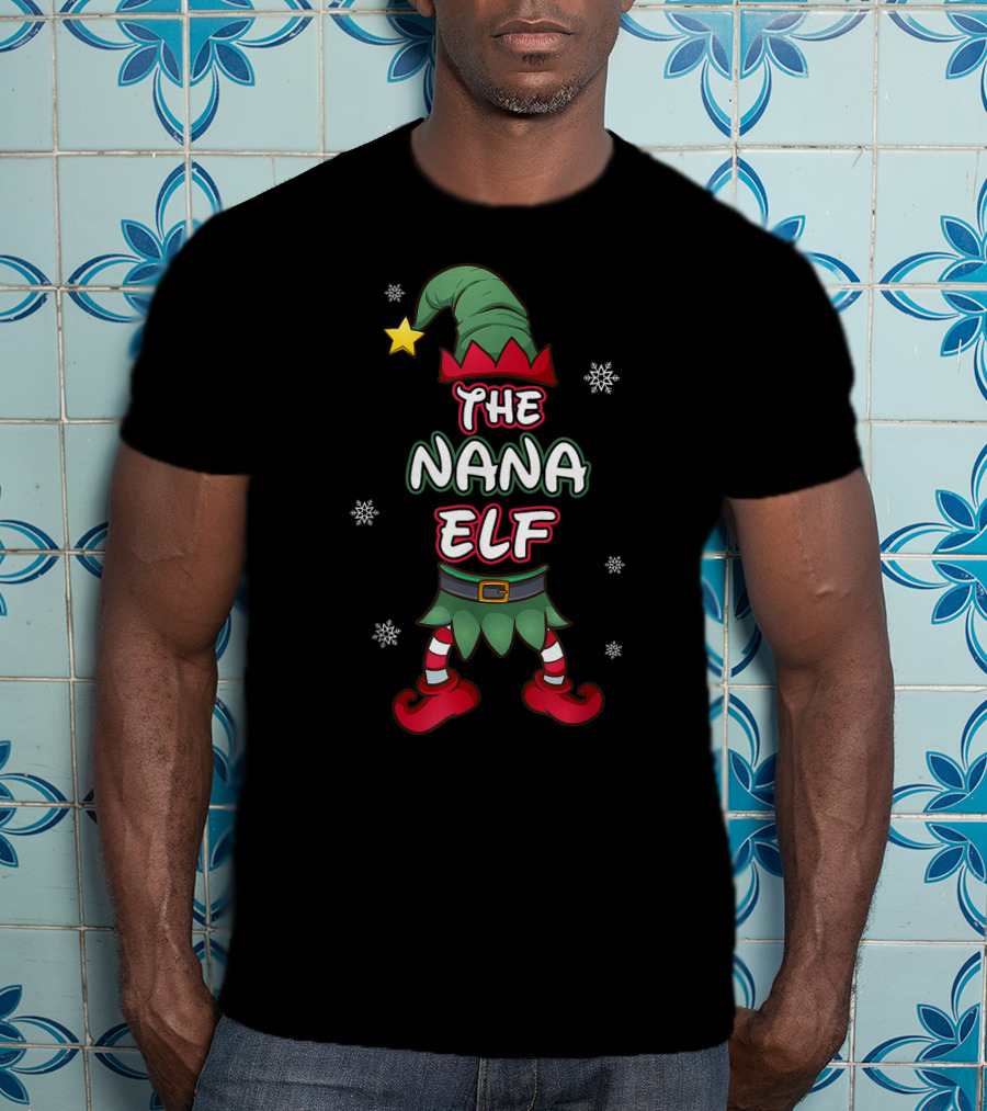 The Nana Elf Christmas Pajamas Pjs Matching Family Group Holiday T-Shirt