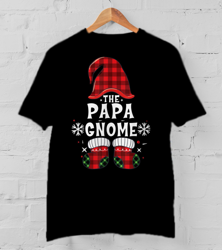 Papa Gnome Buffalo Plaid Christmas Family Matching T-Shirt