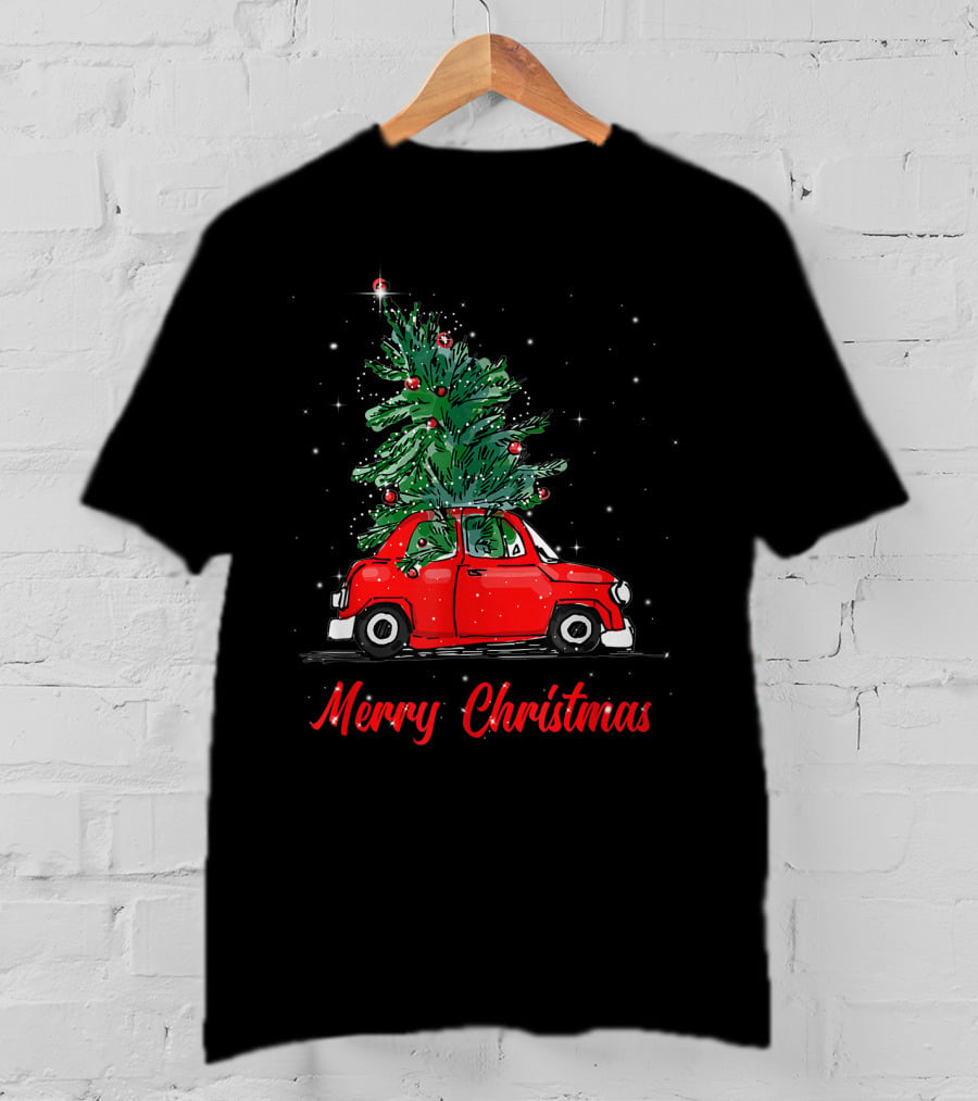 Merry Christmas Red Truck With Christmas Tree Pajama Gifts T-Shirt