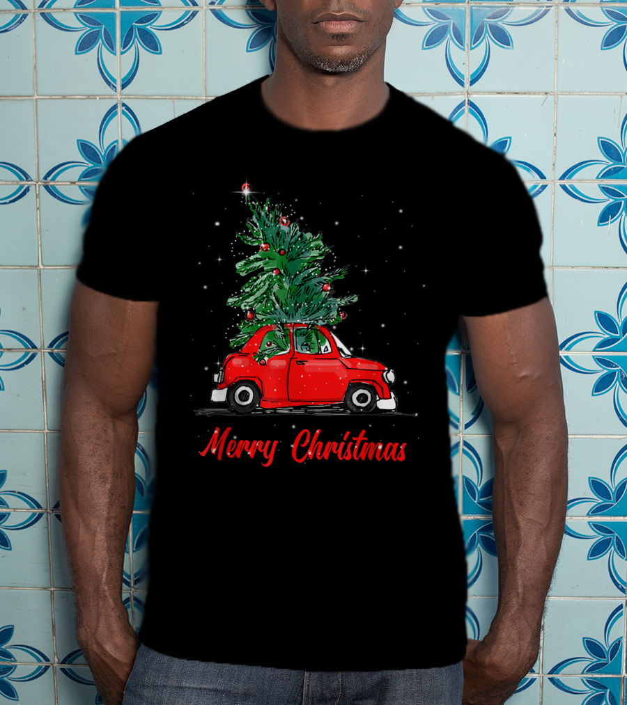 Merry Christmas Red Truck With Christmas Tree Pajama Gifts T-Shirt