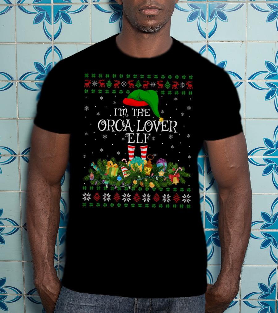 I'm The Orca Lover Elf Christmas Matching Family Ugly Premium T-Shirt