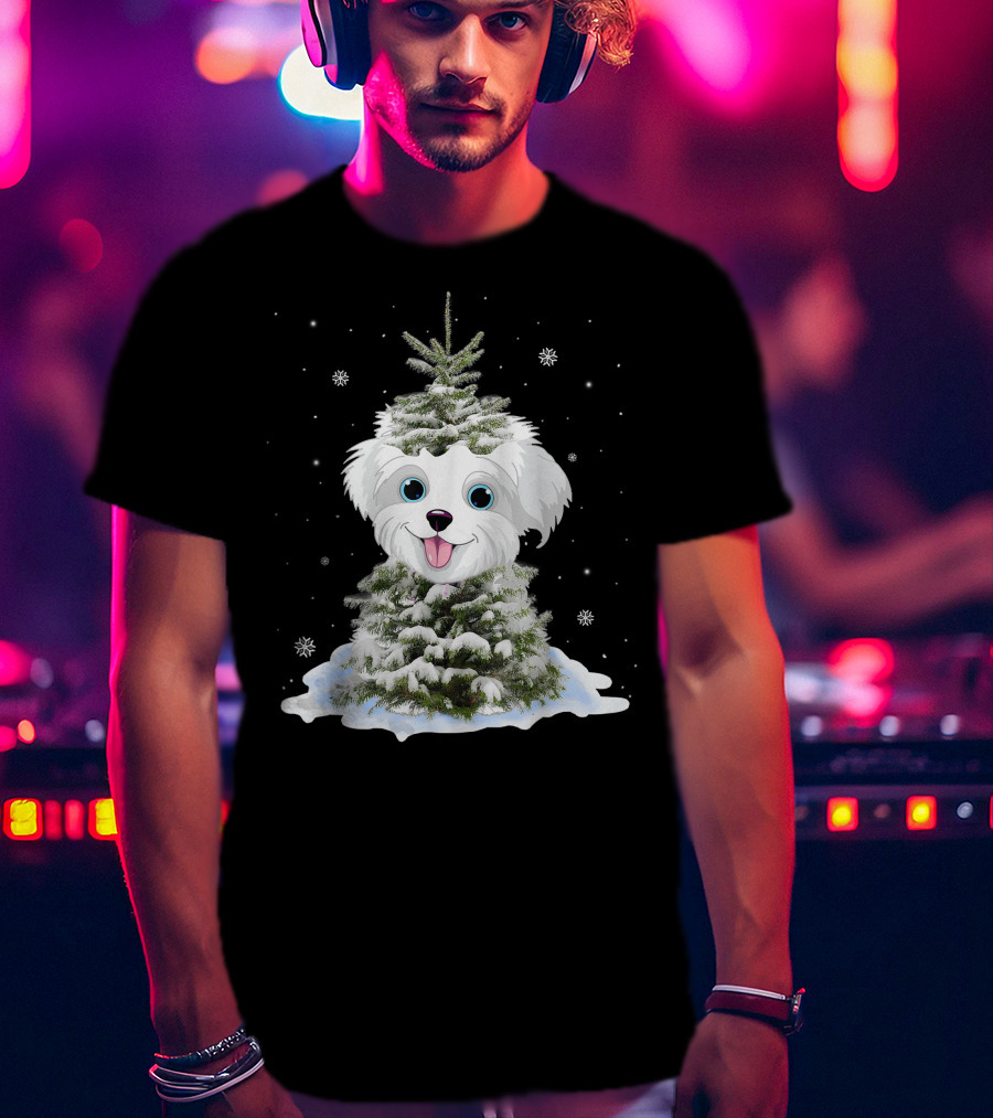 Maltipoo Christmas Tree Funny Snow Holiday Gifts T-Shirt