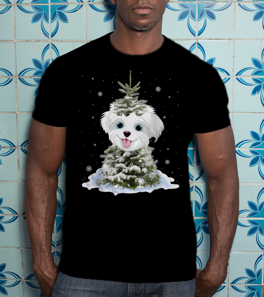 Maltipoo Christmas Tree Funny Snow Holiday Gifts T-Shirt