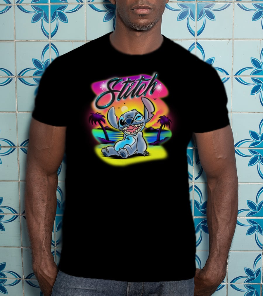 Stitch Sunset Tropical Vibes Disney Pullover B07JZ6L8GY T-Shirt