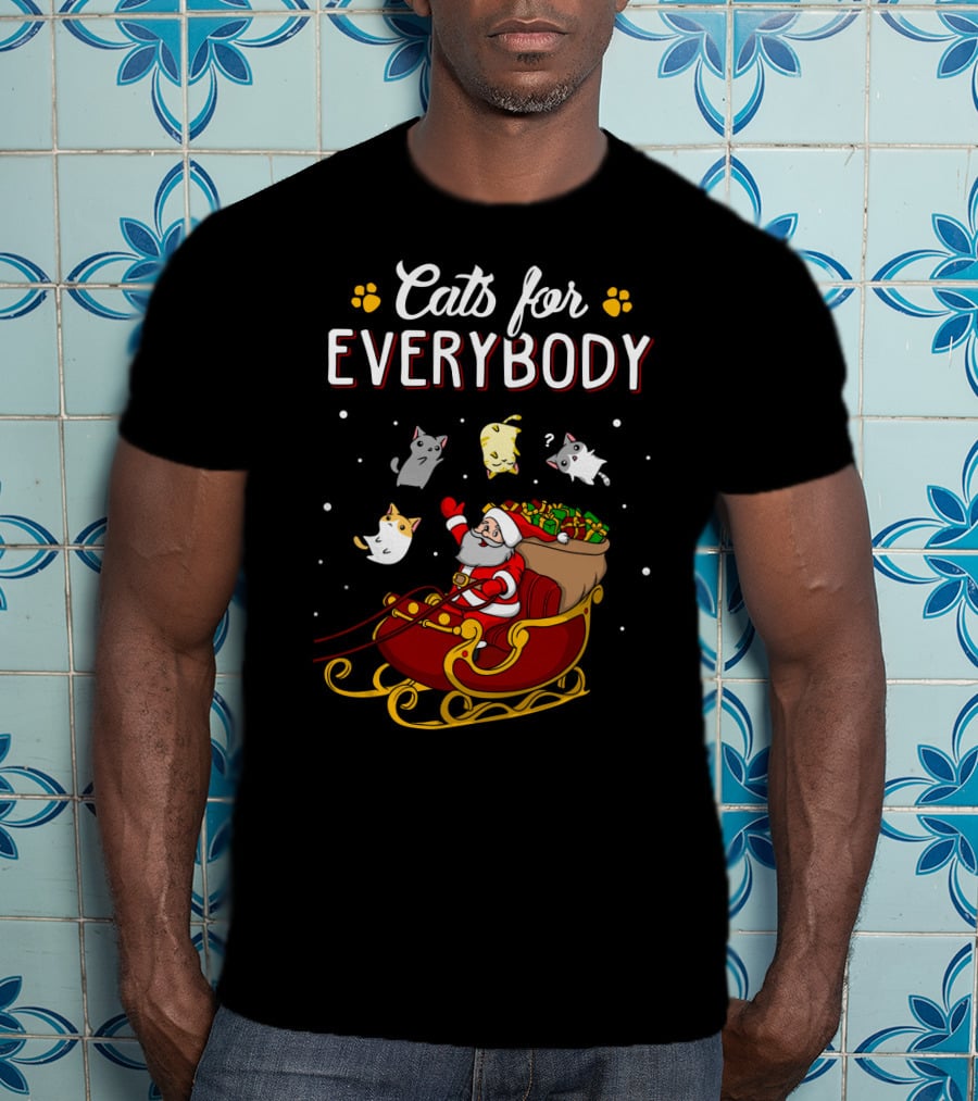 Cats For Everybody Santa Sleigh With Cats T-Shirt