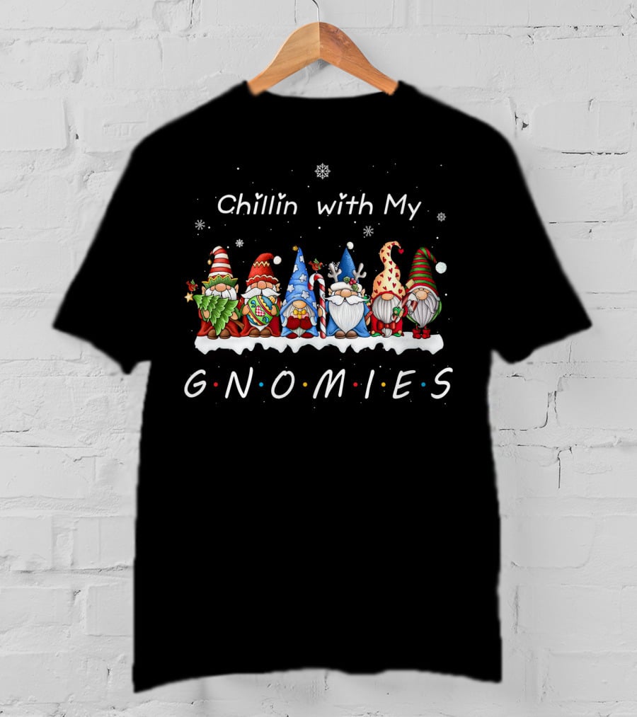 Chillin With My Gnomies Gnome Pajamas Family Christmas Snowflakes T-Shirt