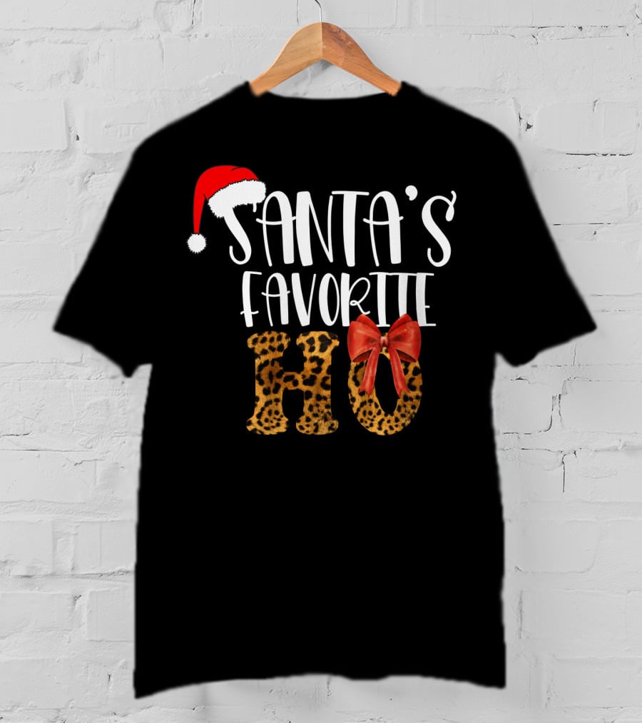 Santa's Favorite Ho Cheetah Print Christmas Holiday T-Shirt