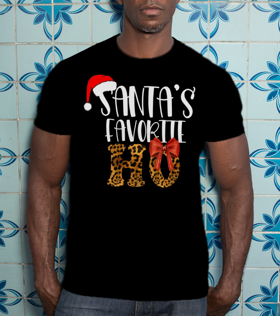 Santa's Favorite Ho Cheetah Print Christmas Holiday T-Shirt