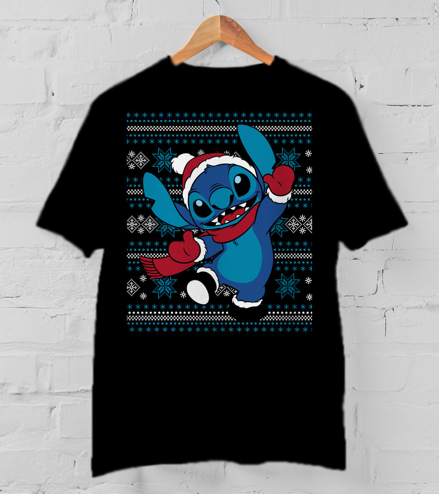 Disney Stitch Festive Christmas Holiday Cheer T-Shirt