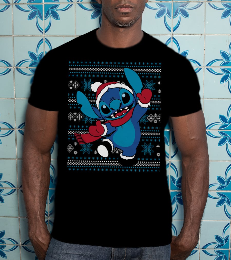 Disney Stitch Festive Christmas Holiday Cheer T-Shirt