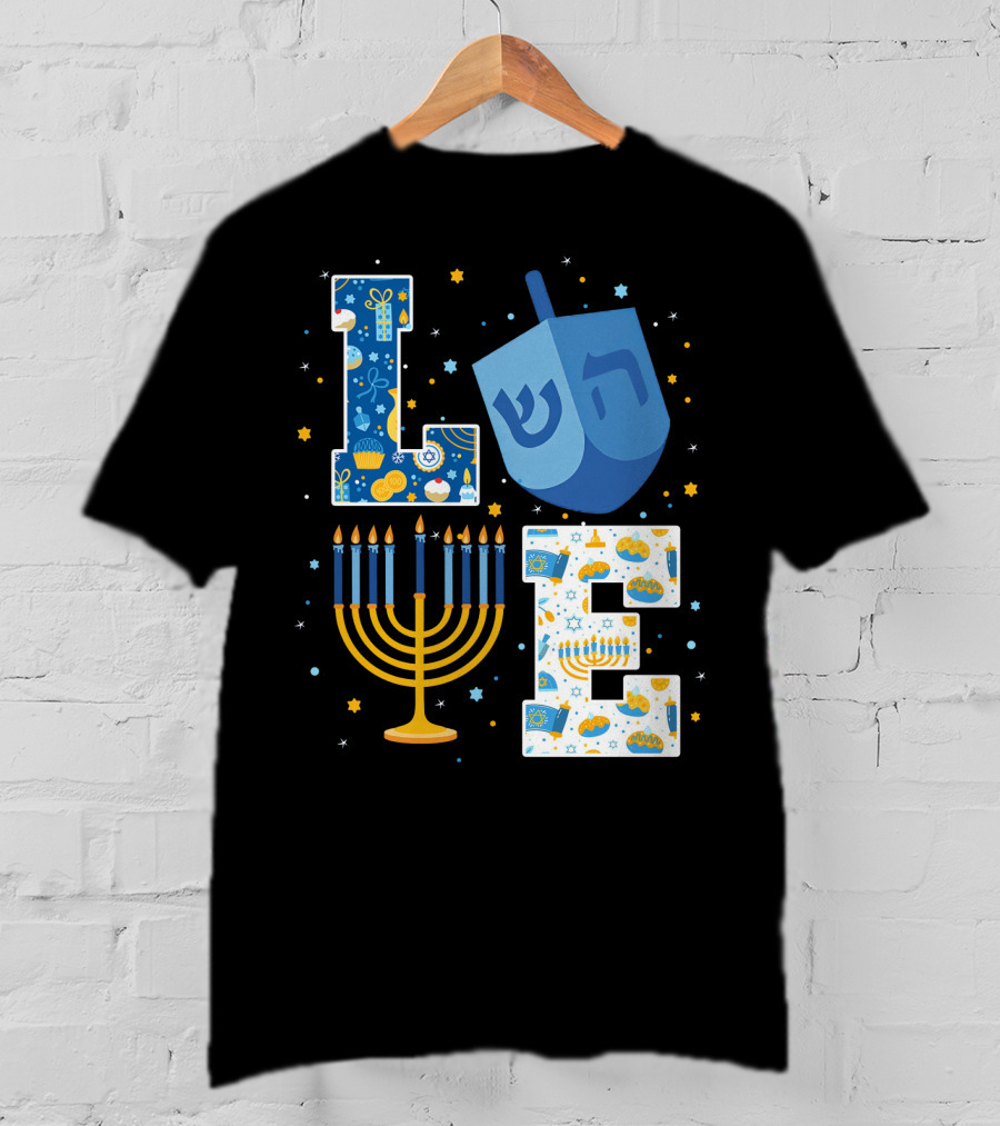 LOVE Hanukkah Dreidel Menorah Chanukah T-Shirt
