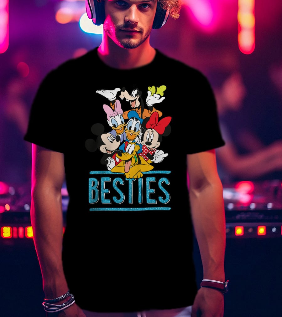 Disney Besties Mickey Minnie Donald Daisy Goofy Pluto T-Shirt