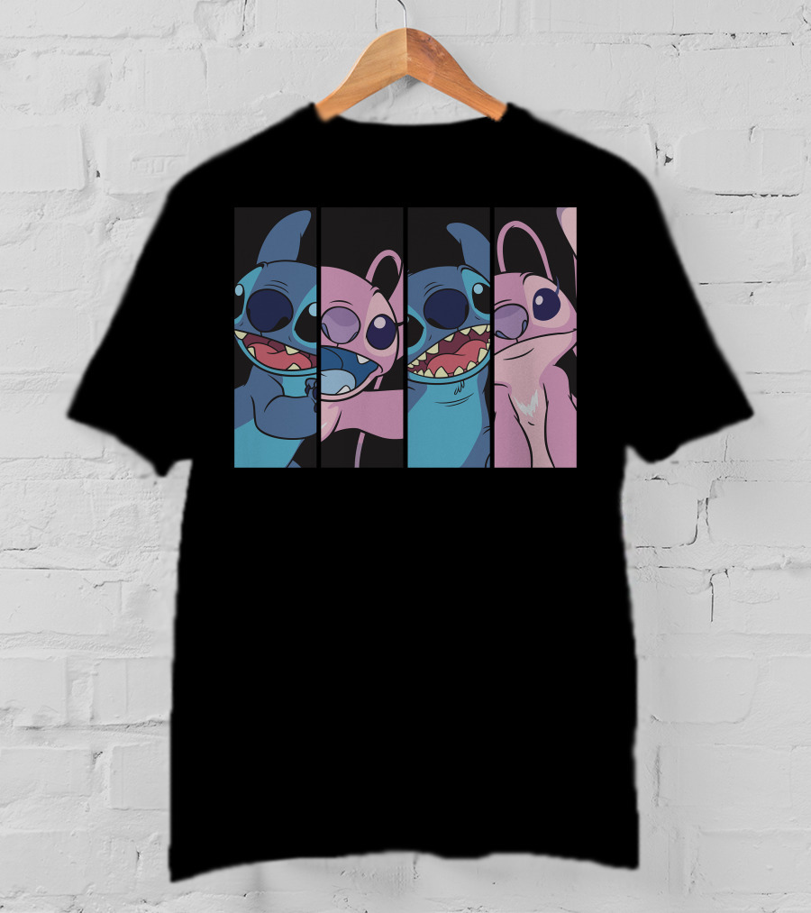 Disney Lilo And Stitch Boxed Faces Patchwork Characters T-Shirt