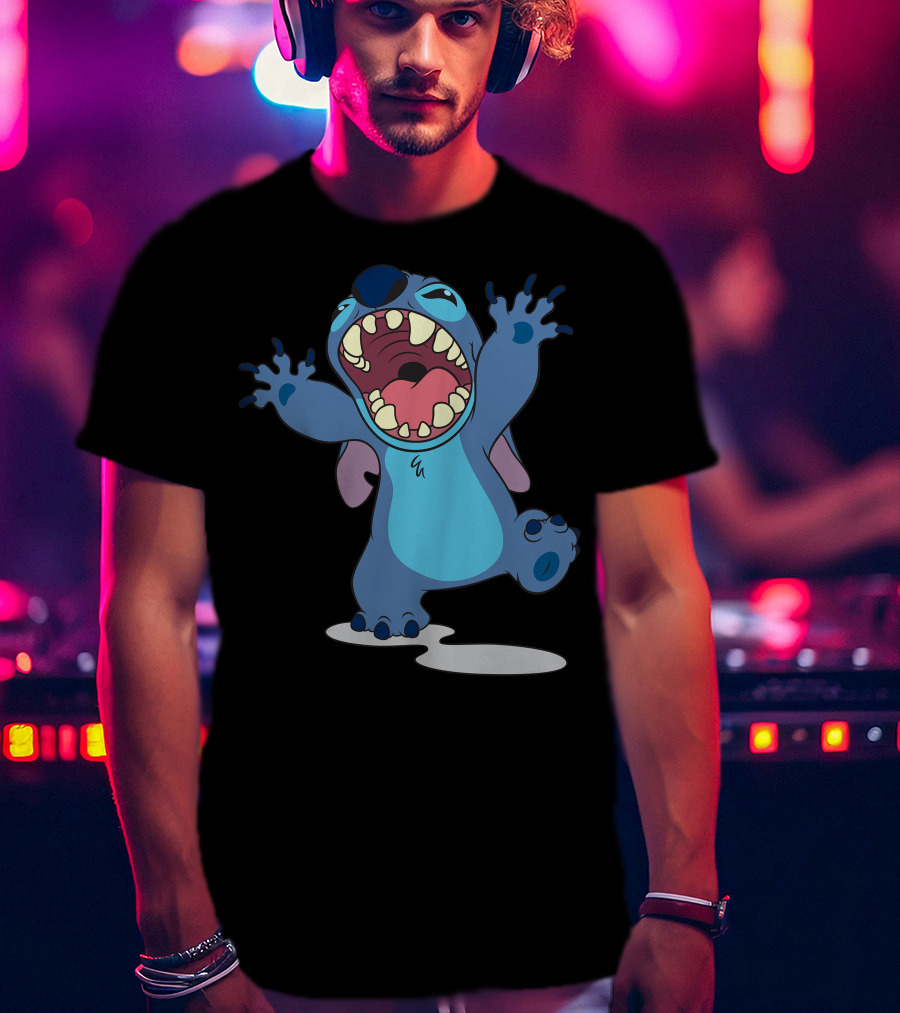 Disney Lilo And Stitch Energetic Roar Character Image T-Shirt