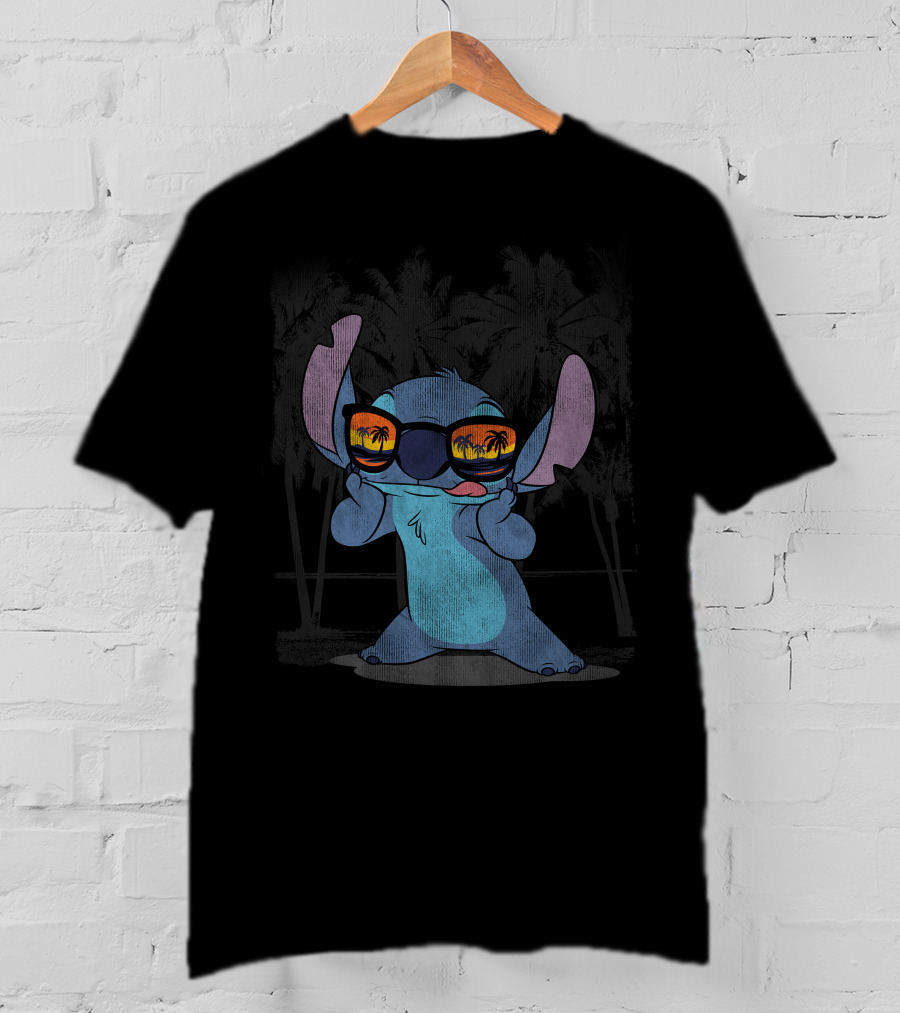 Stitch With Sunglasses Palm Trees Lilo And Stitch Hawaii Disney T-Shirt