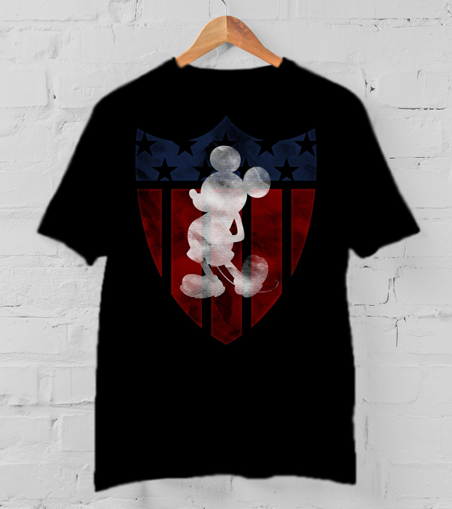 Vintage Disney Mickey Mouse Americana Shield T-Shirt