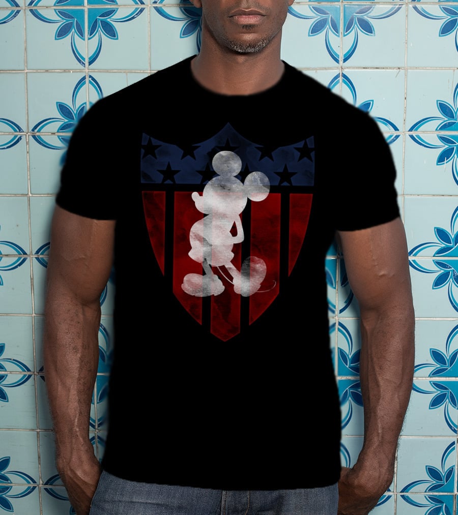 Vintage Disney Mickey Mouse Americana Shield T-Shirt