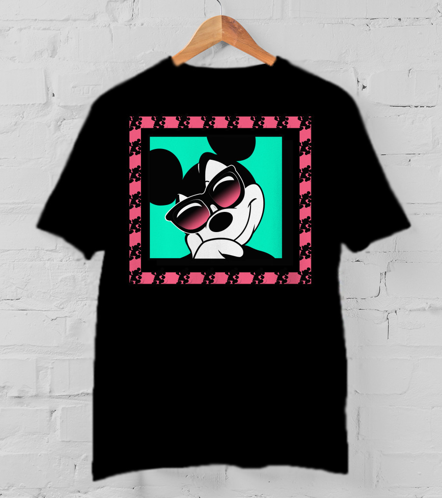 Mickey Mouse Cool Shades Neon Border T-Shirt