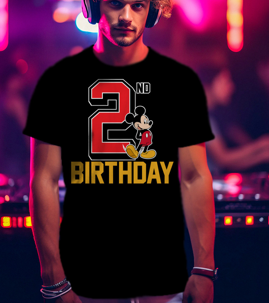 Mickey Mouse 2nd Birthday Celebration With Disney Themes T-Shirt