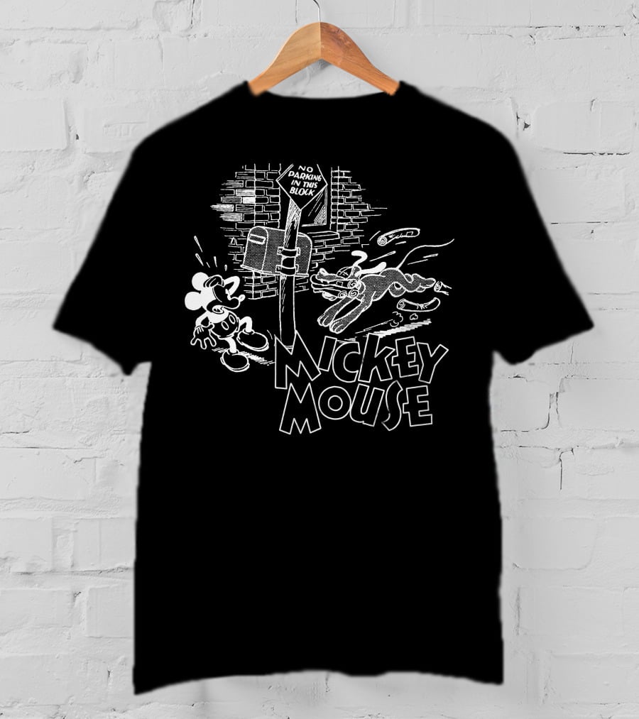 Mickey Mouse Street Comic No Parking Sign T-Shirt