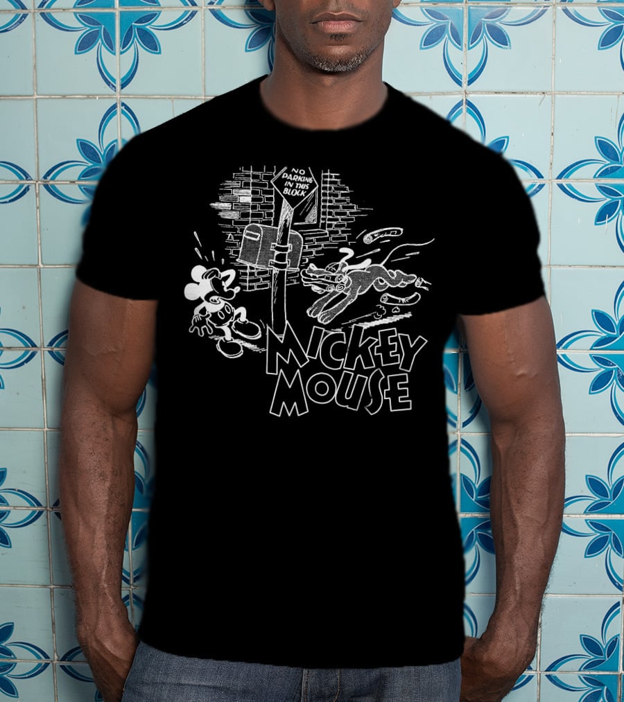Mickey Mouse Street Comic No Parking Sign T-Shirt