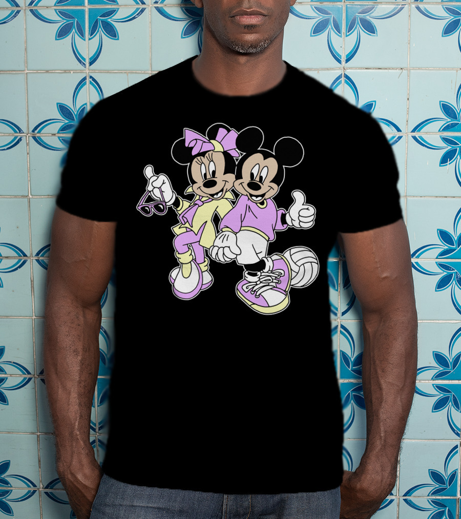 Disney Mickey Mouse Minnie Mouse 80s Fashion T-Shirt