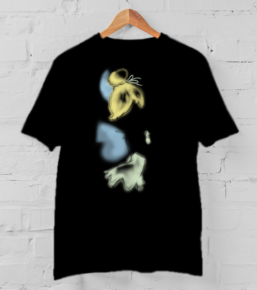 Disney Peter Pan Tinkerbell Black Airbrush Sketch Stars T-Shirt