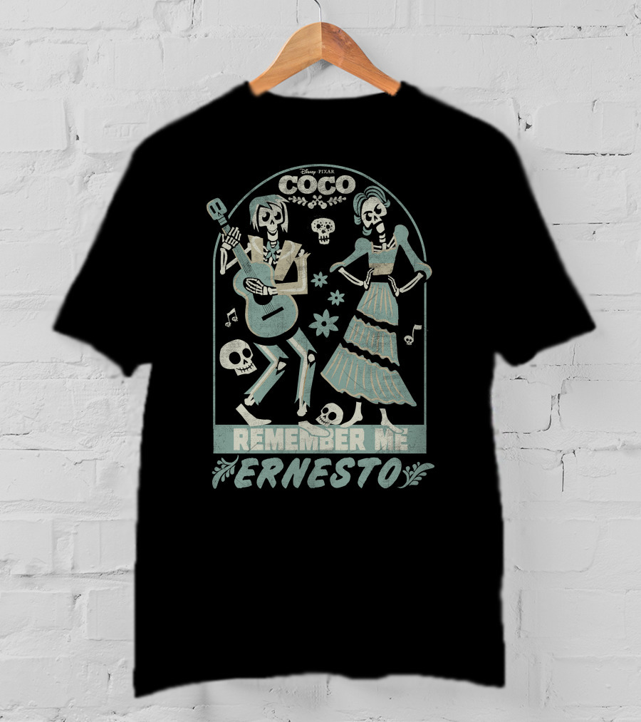 Disney Pixar Coco Remember Me Ernesto Skeleton Guitar T-Shirt
