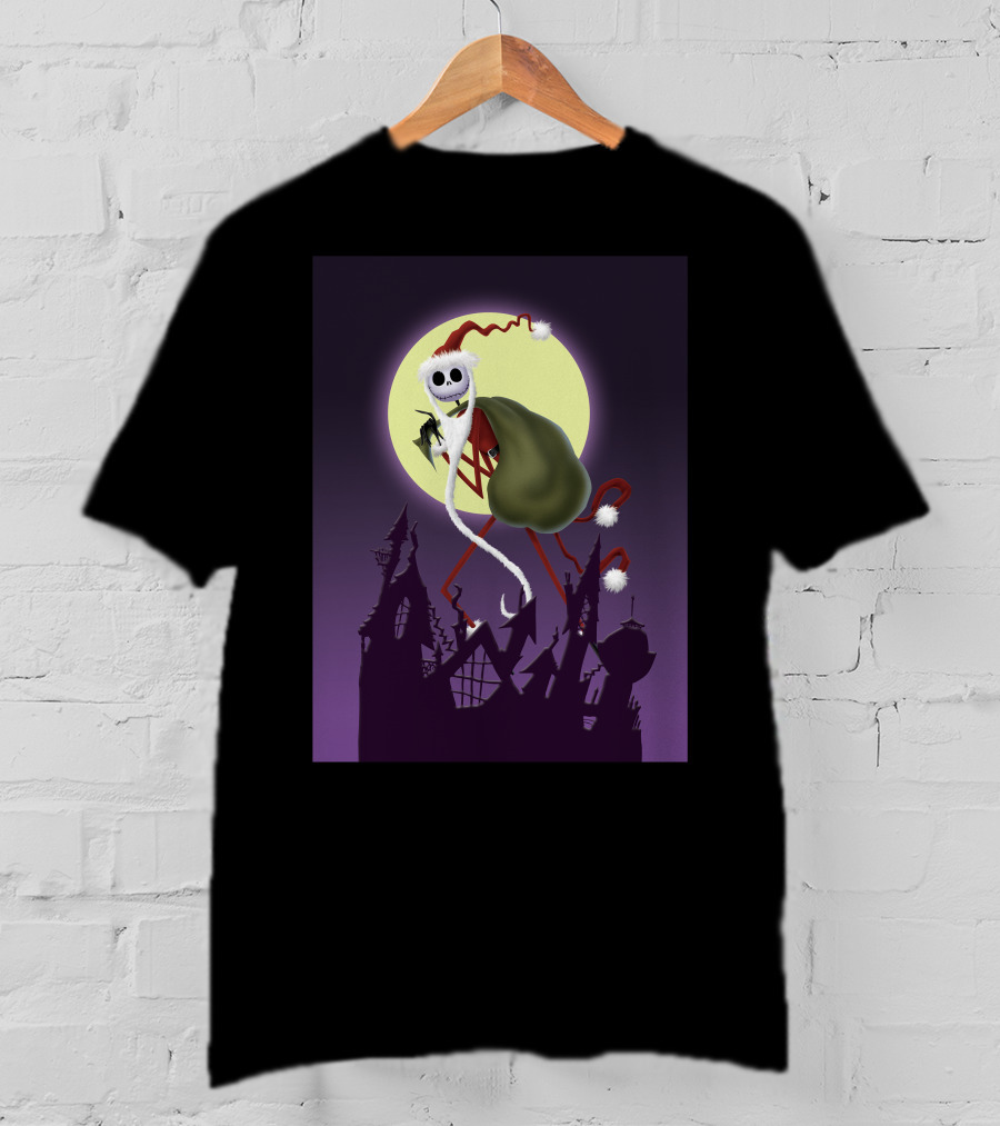 Disney Skellington Claus Jack Skellington Santa Christmas Moon T-Shirt