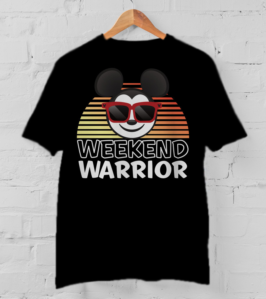 Disney Weekend Warrior Mickey Mouse Retro Sunburst Sunglasses T-Shirt