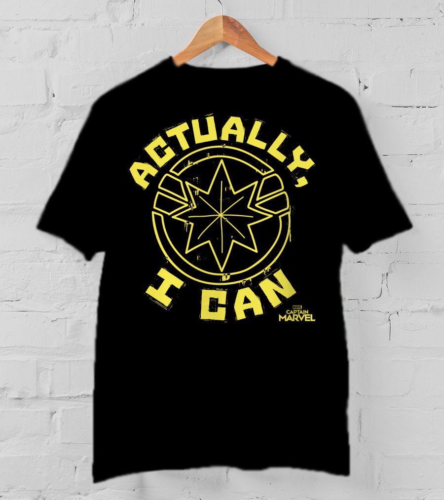 Captain Marvel Actually I Can Yellow Starburst T-Shirt