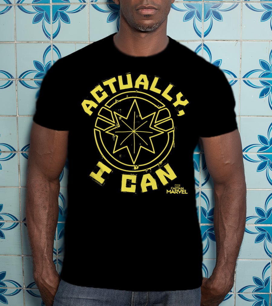 Captain Marvel Actually I Can Yellow Starburst T-Shirt
