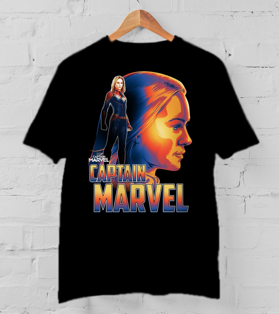 Captain Marvel Heroic Sunset Profile T-Shirt