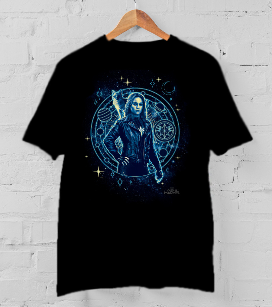 Captain Marvel Goose Cosmic Geometric Circle Space Adventure T-Shirt