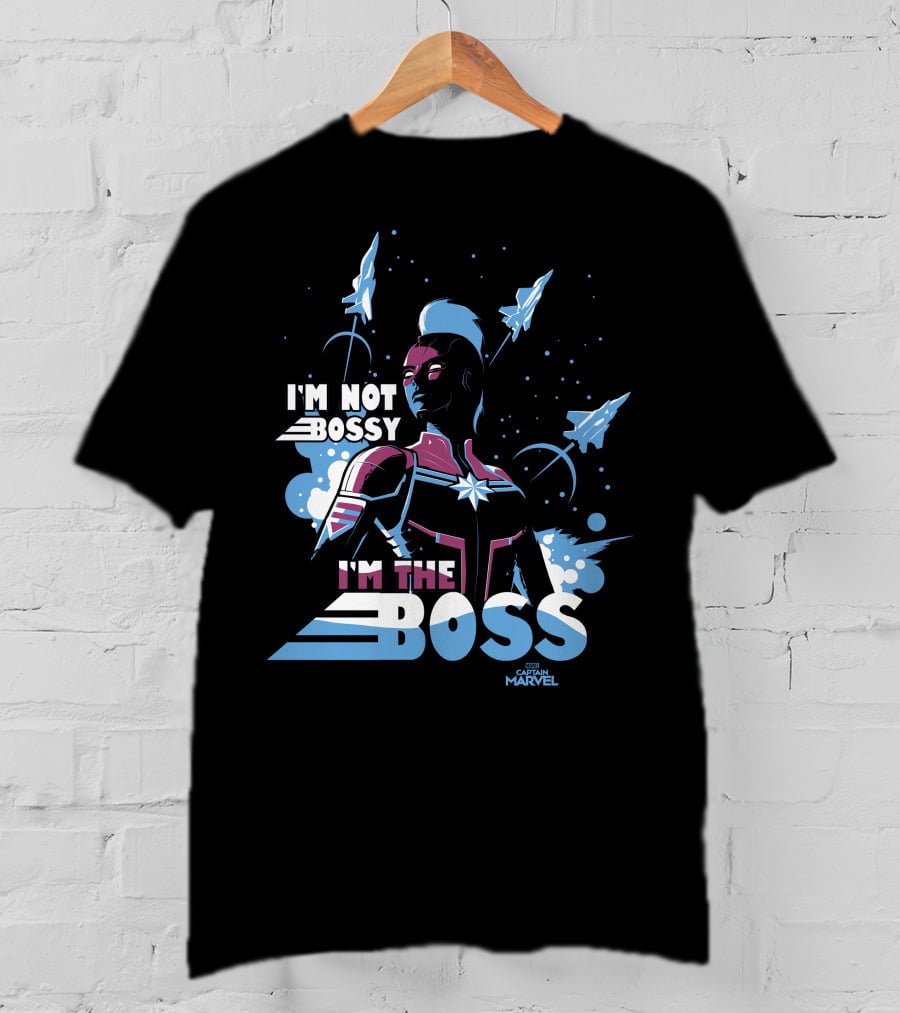 Captain Marvel I'm Not Bossy I'm The Boss Space Blue Red T-Shirt