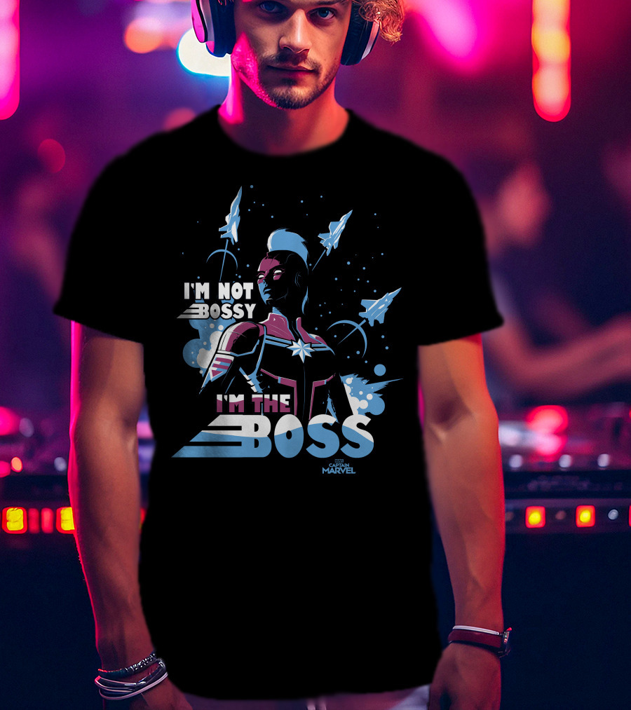 Captain Marvel I'm Not Bossy I'm The Boss Space Blue Red T-Shirt
