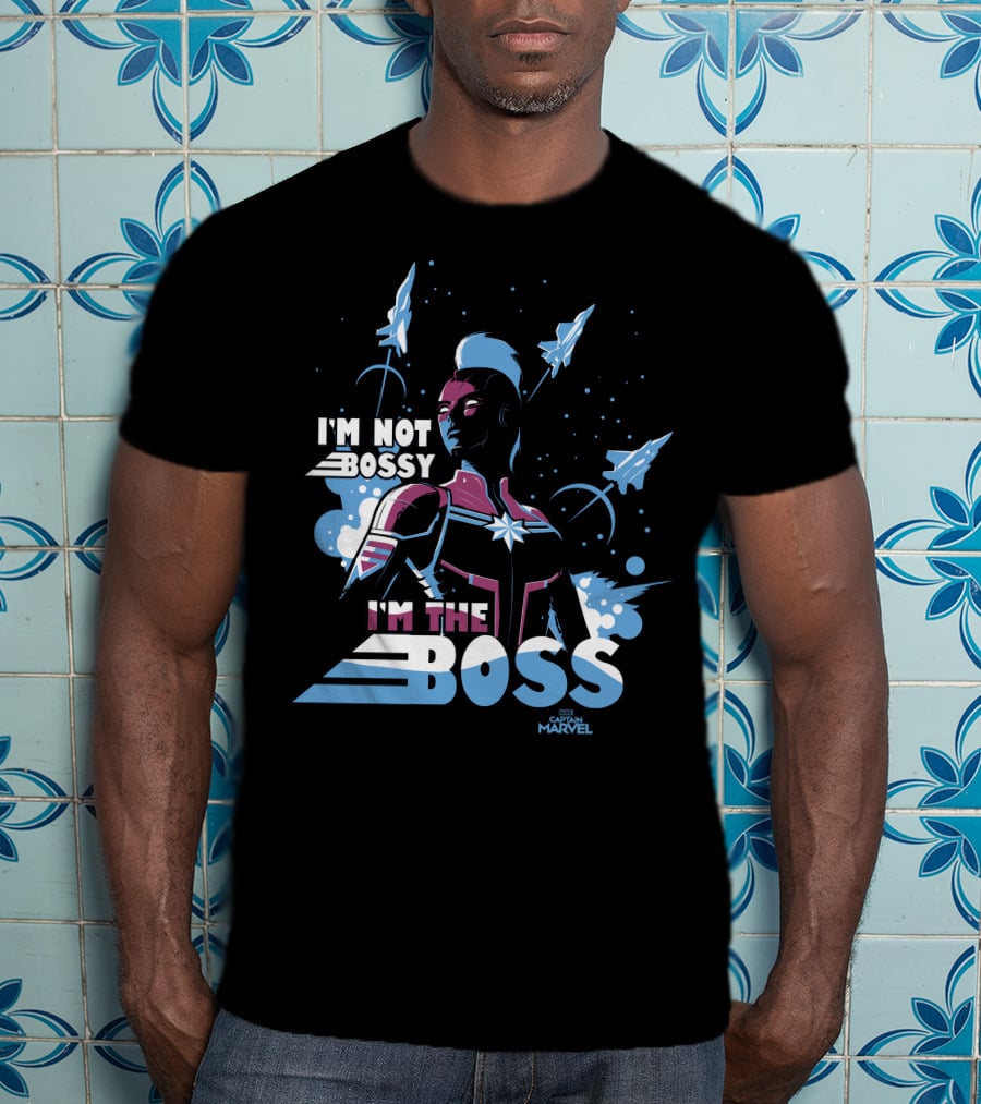 Captain Marvel I'm Not Bossy I'm The Boss Space Blue Red T-Shirt