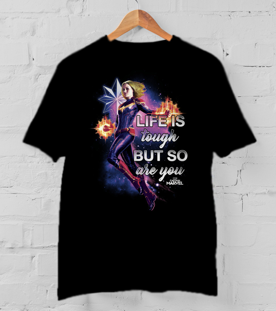 Captain Marvel Life Is Tough But So Are You Inspirational Quote Flight T-Shirt