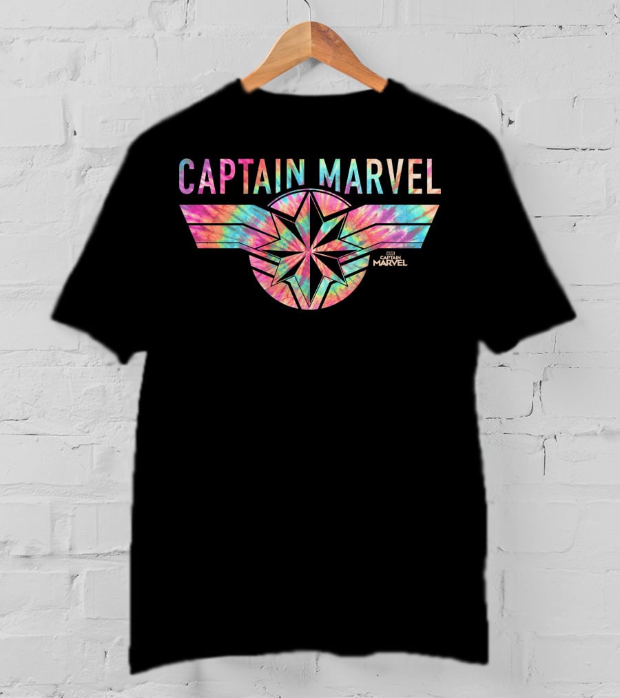 Captain Marvel Star Emblem Tie Dye Banner T-Shirt