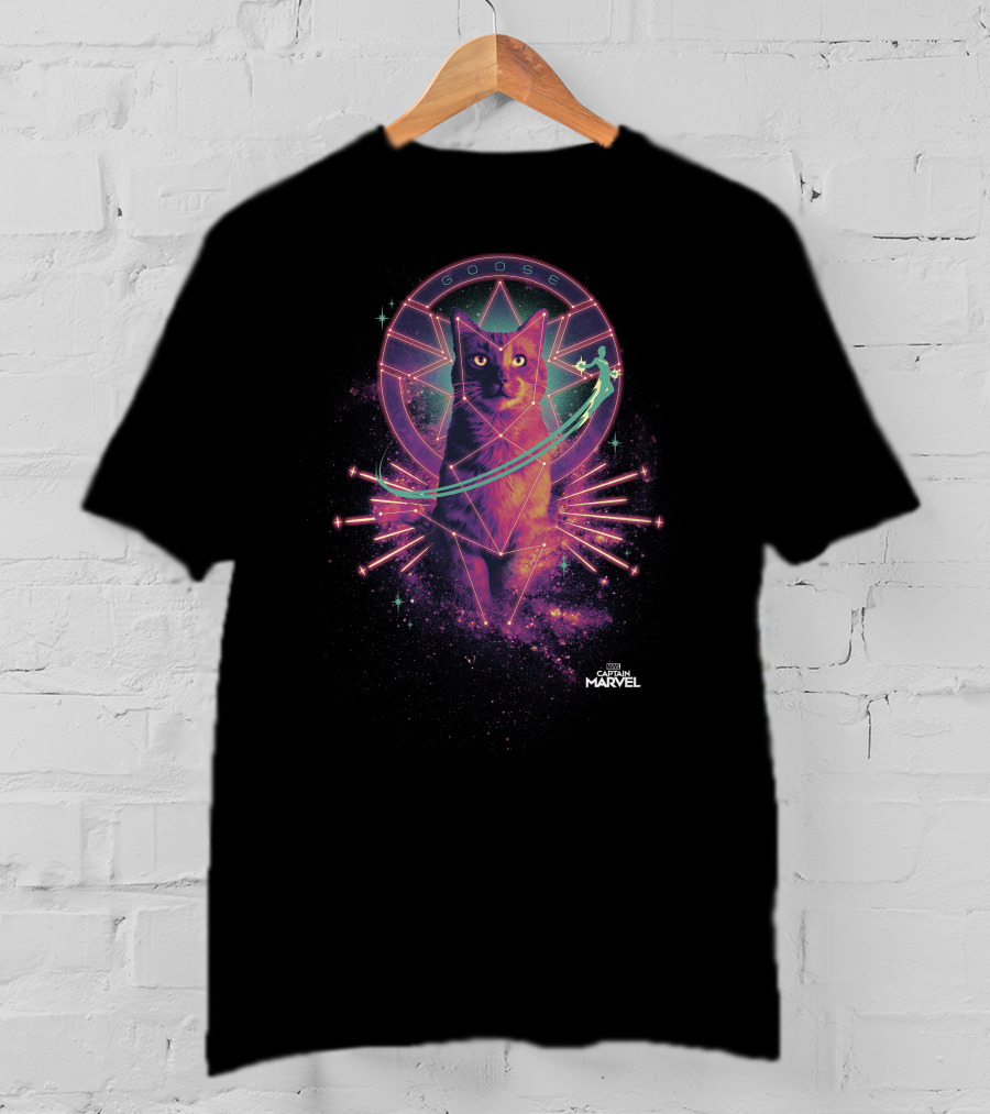 Captain Marvel Goose Cosmic Neon T-Shirt