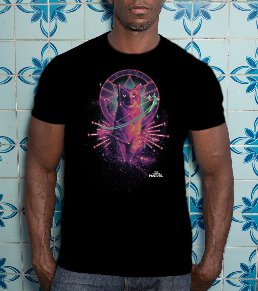 Captain Marvel Goose Cosmic Neon T-Shirt