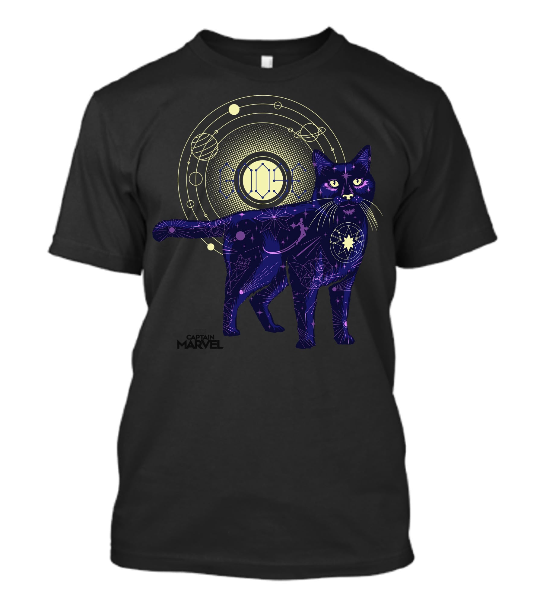 Captain Marvel Movie Goose Cat Geometric Galaxy T-Shirt