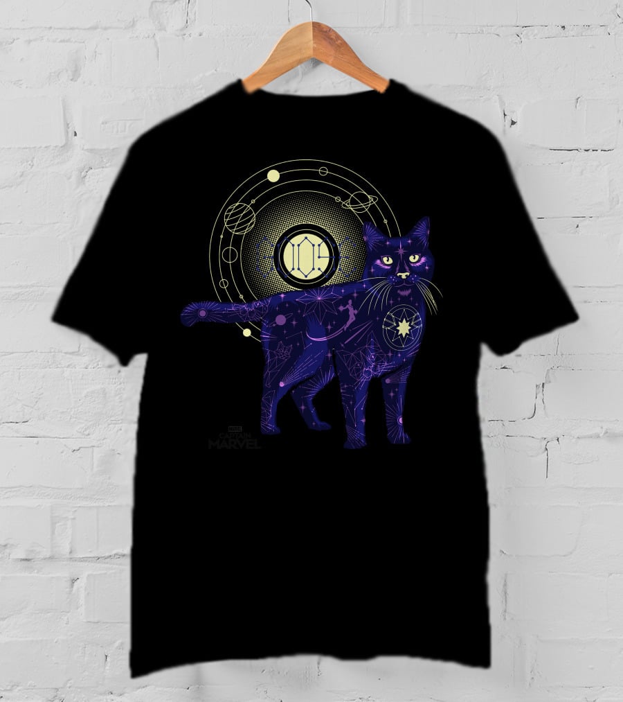 Captain Marvel Movie Goose Cat Geometric Galaxy T-Shirt